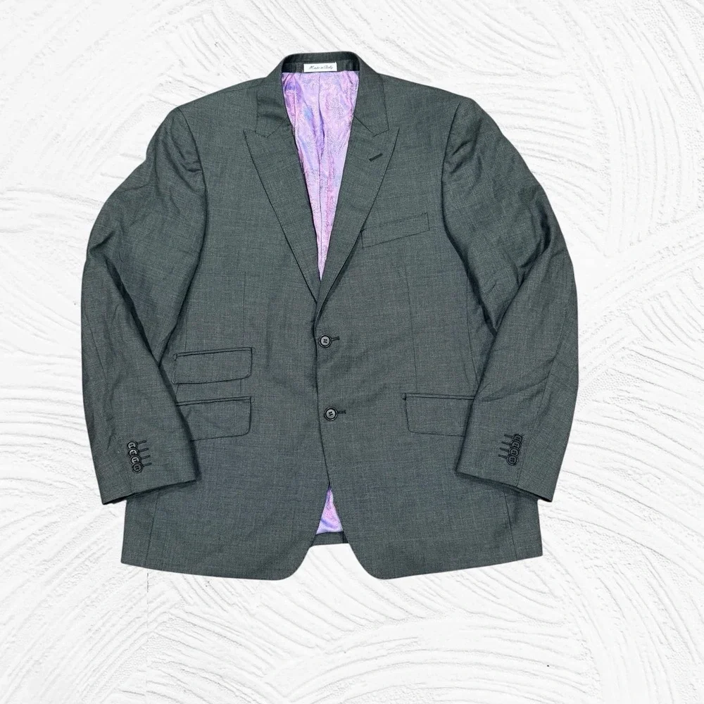 Sartoria Tosi 42R Hand Made Italy Super 150s Blazer Gray Hopsack Peak 2 BTN
